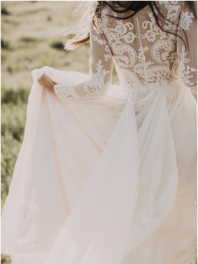 rustic long sleeve wedding dress