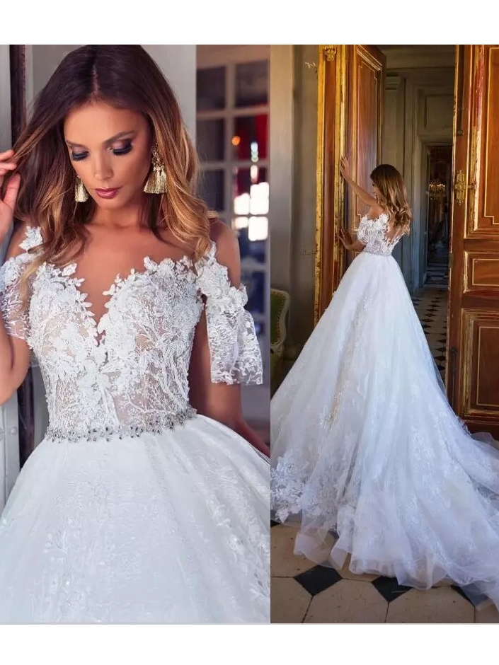 plus size lace wedding dress with sleeves