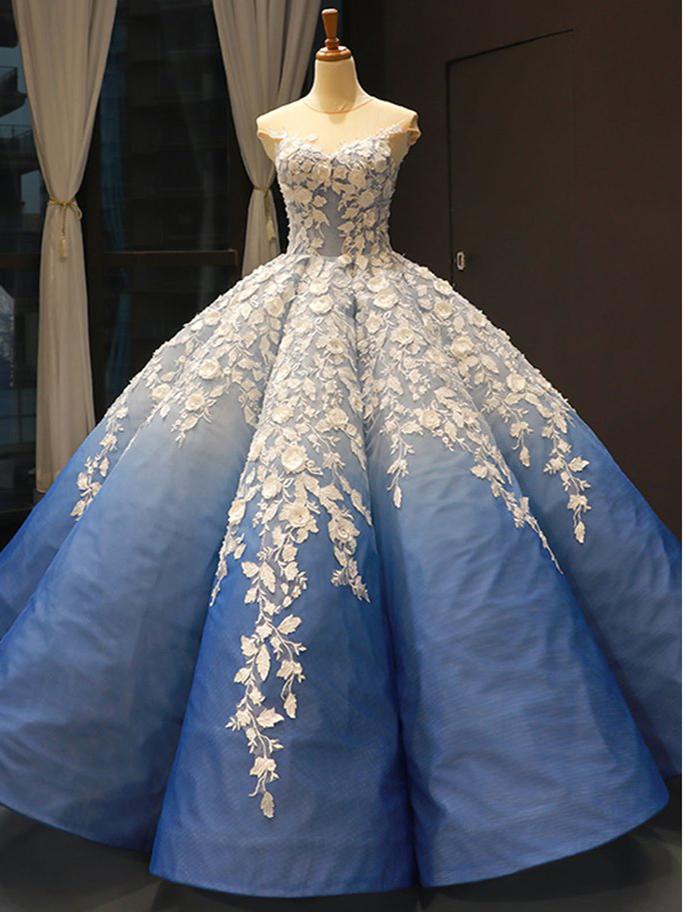 blue ombre ball gown