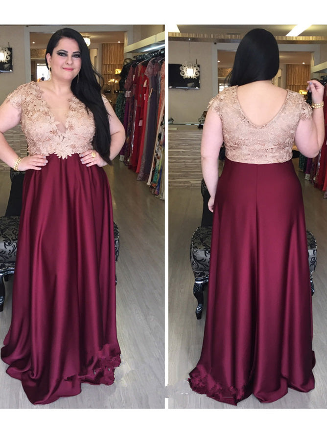 red long sleeve prom dresses plus size