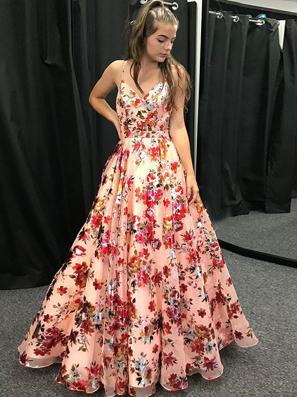 organza floral prom dress