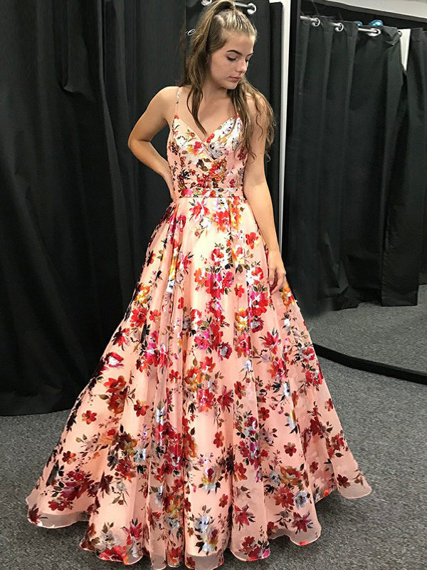 floral long evening dresses