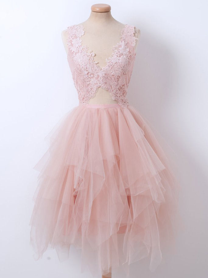 short pink grad dresses