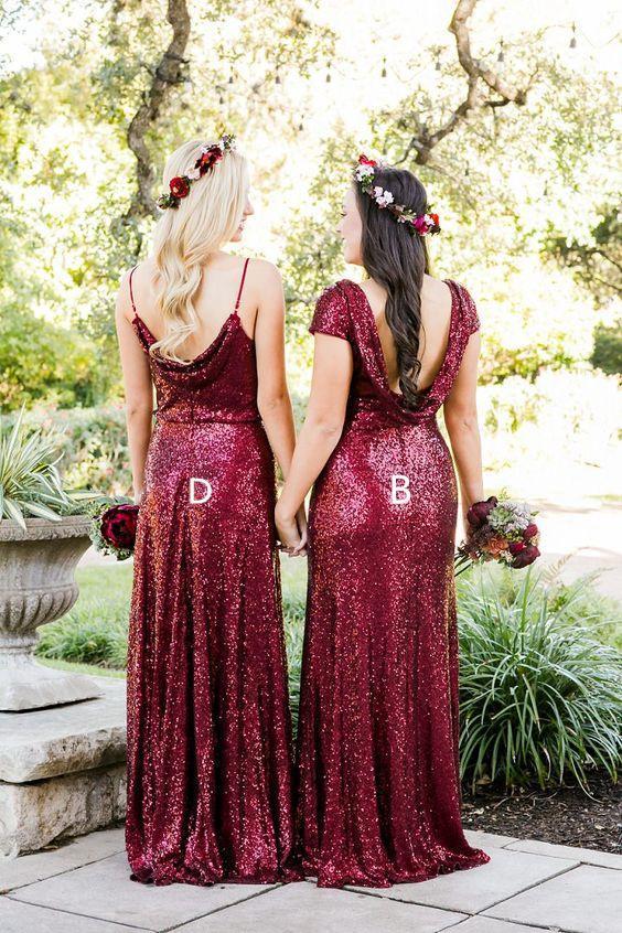 sparkly red bridesmaid dresses