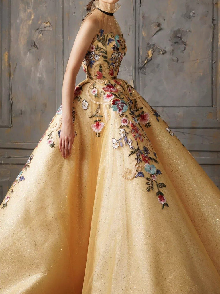gold shiny prom dresses