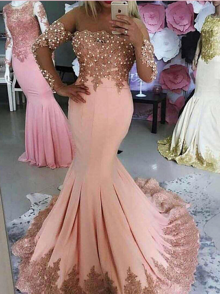 mermaid scoop prom dress