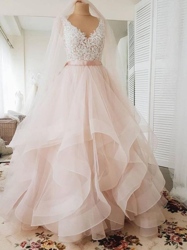 pink gowns with sleeves