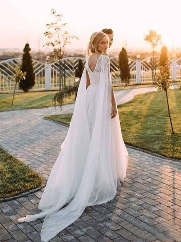 chiffon bridal dress