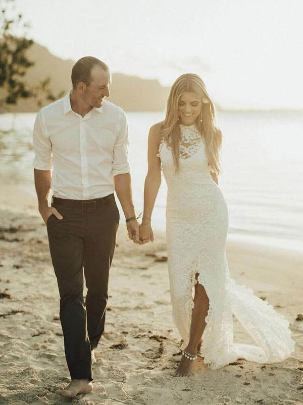 boho sheath wedding dress