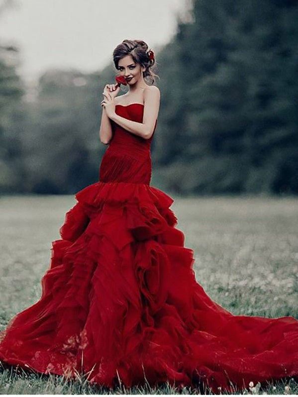 red trumpet gown