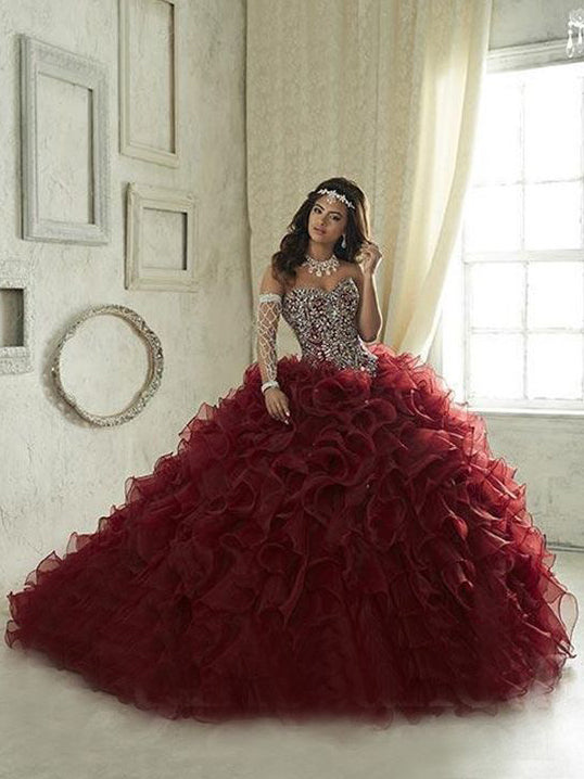 burgundy dress quinceanera