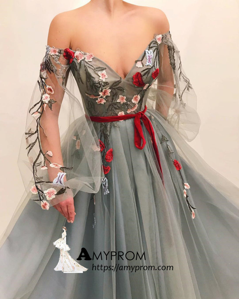 Chic Off-the-shoulder Boho Long Prom 