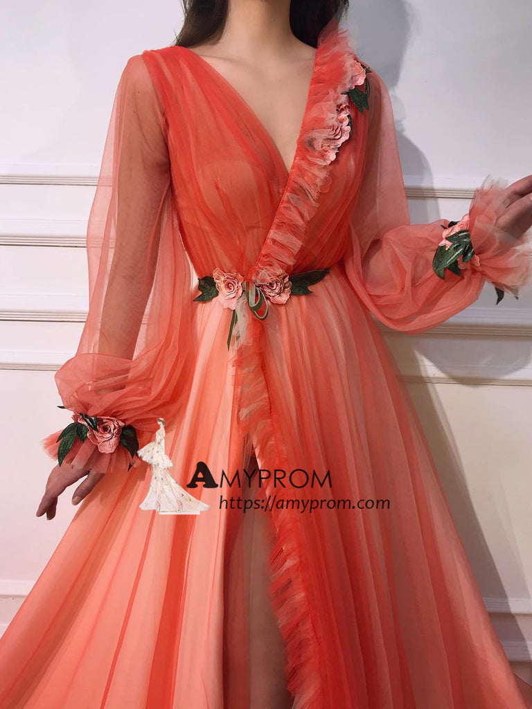 floral evening dress with sleeves