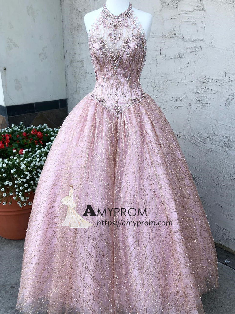 pink glitter quinceanera dresses