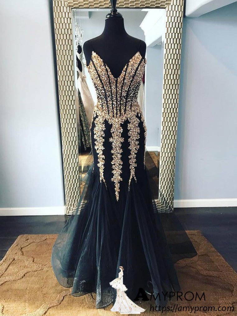 black beaded evening dress