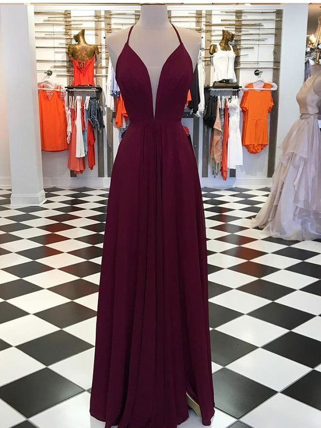 simple maroon gown