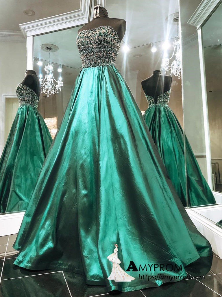 dark green sparkly prom dress