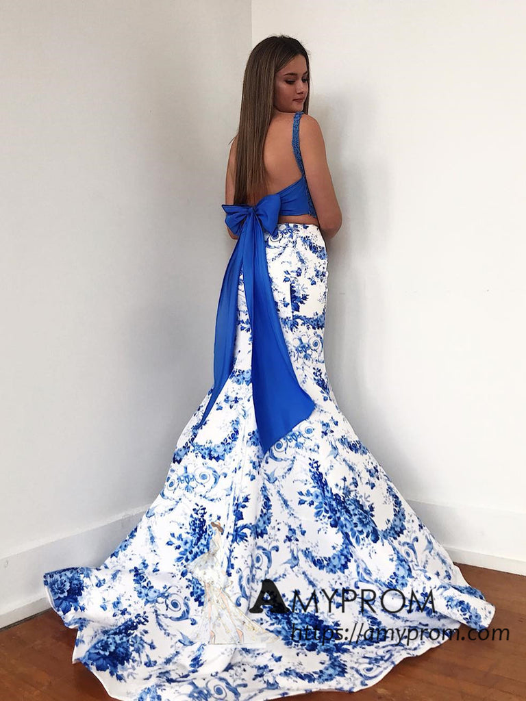 blue white prom dresses