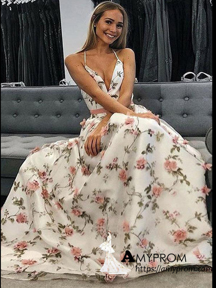 lace floral prom dress