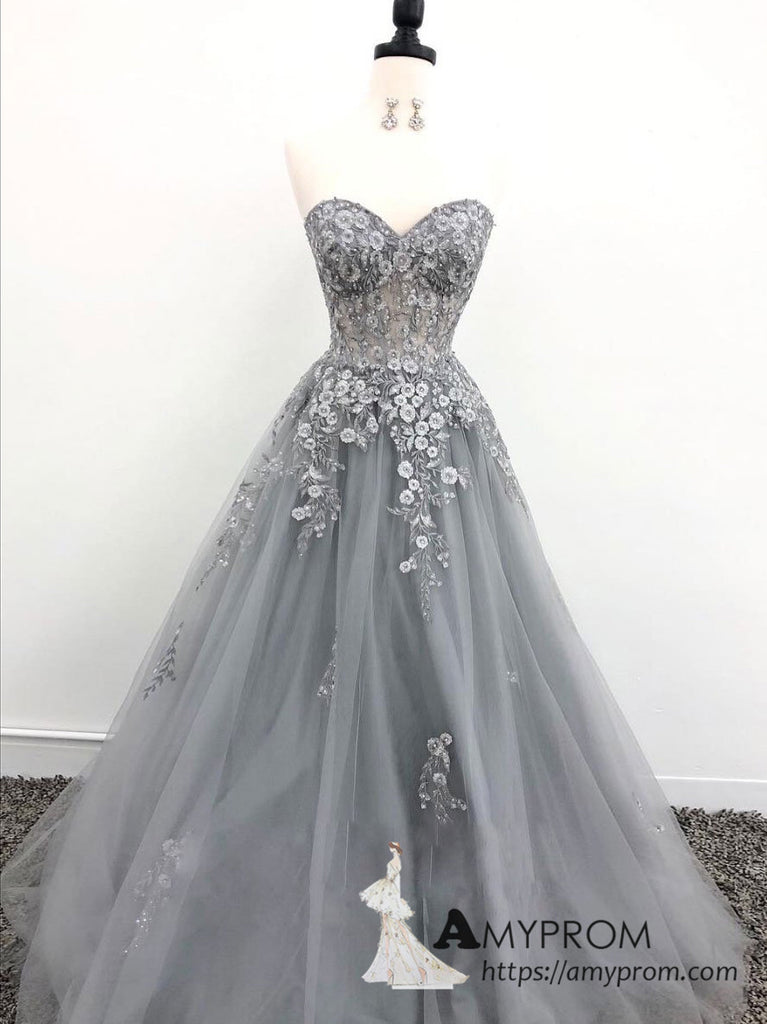 silver lace gown