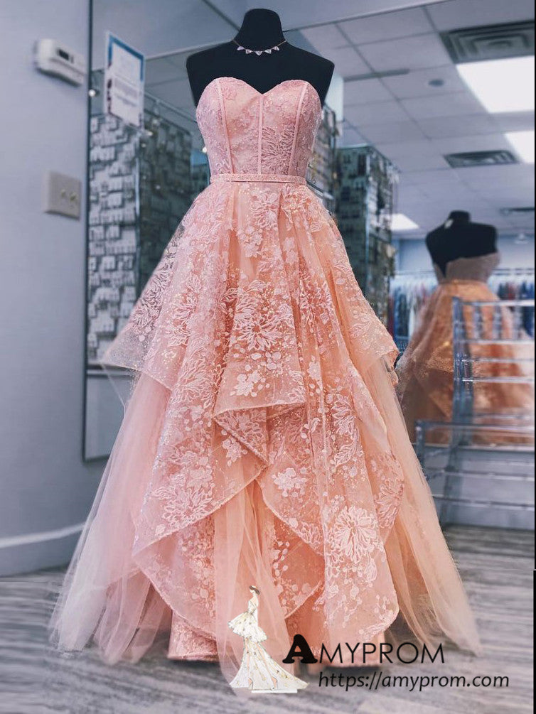 evening gown peach colour