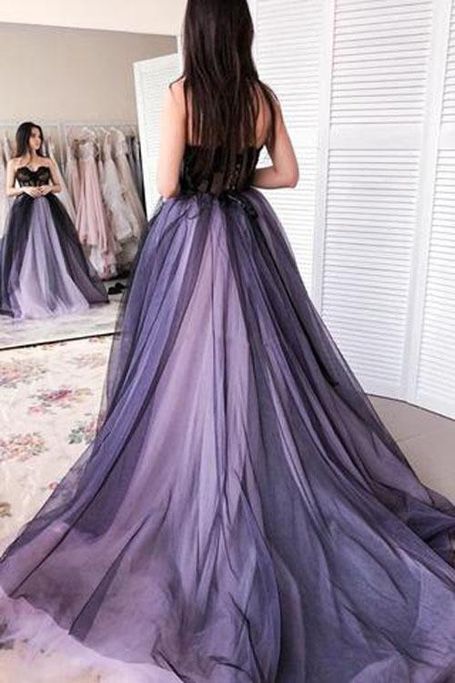 purple and black formal dresses