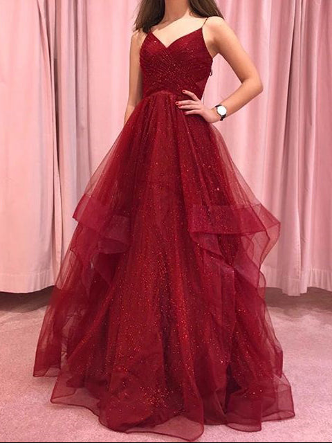 sparkly maroon prom dress