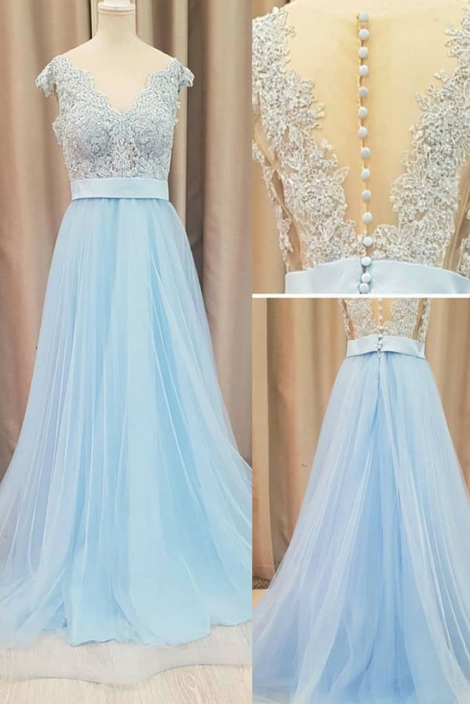light sky blue prom dress