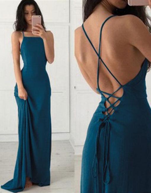 2018 Simple Prom Dresses Long Spaghetti 