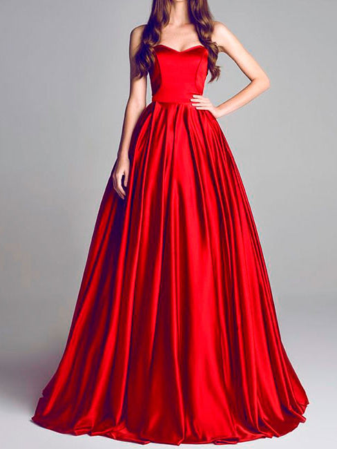 floor length red gown