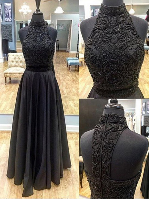 black high neck formal dress