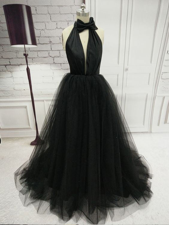 black simple prom dresses