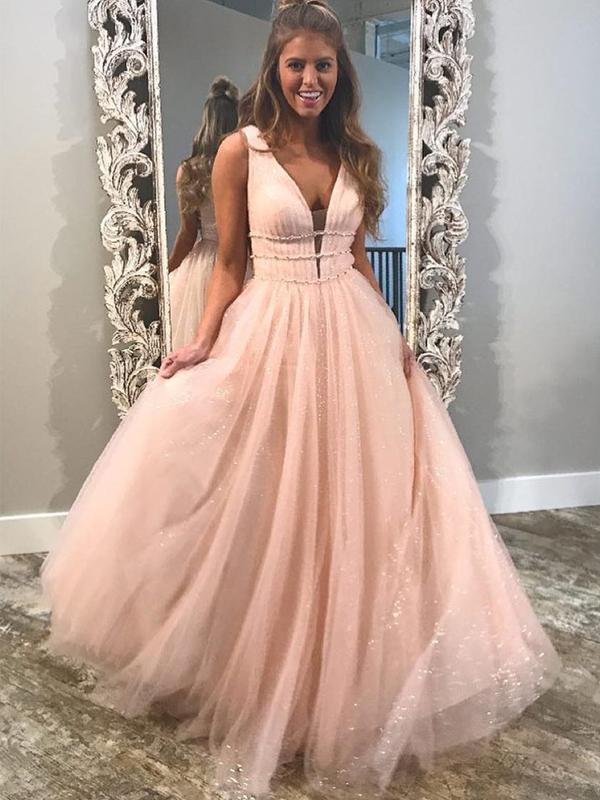 Sparkly Prom Dresses A-line Pink Cheap 