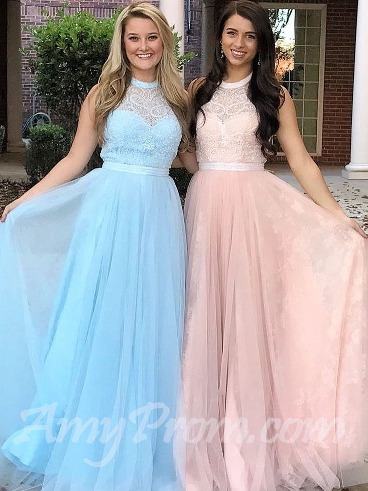 a line halter prom dress