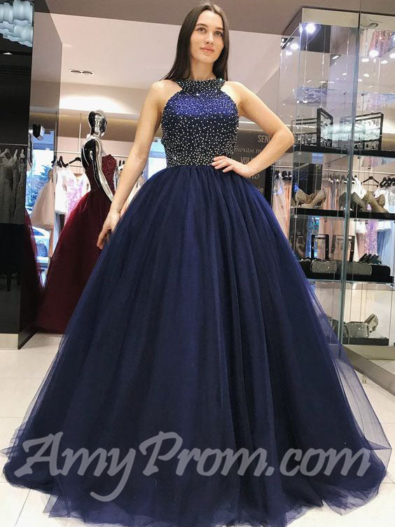 dark navy prom dress