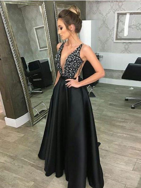 black beaded evening dress