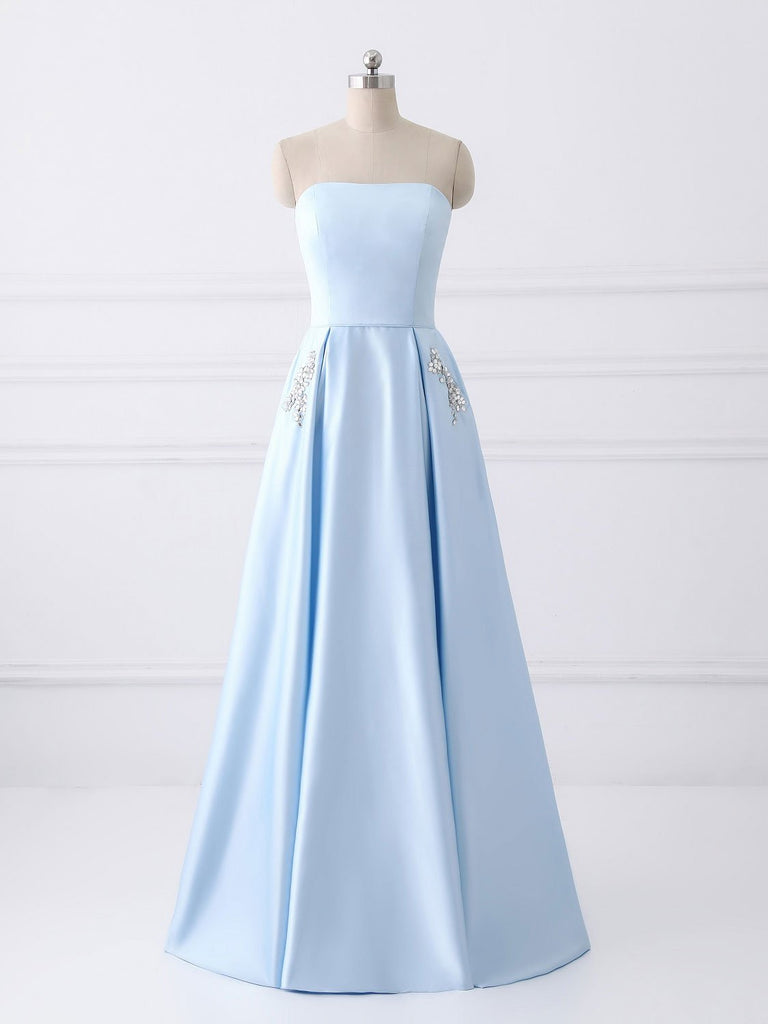 simple blue prom dress