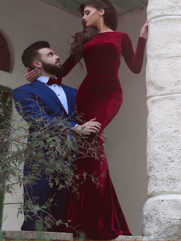 red long sleeve mermaid dress