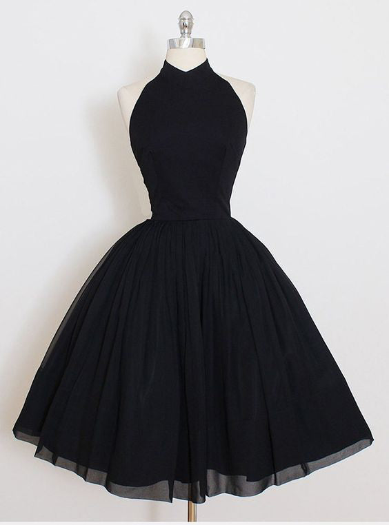 black halter dress short