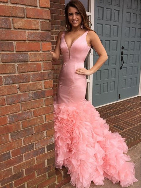 baby pink mermaid prom dress