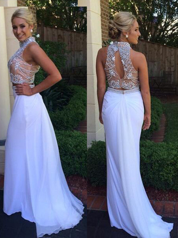 white bling prom dresses