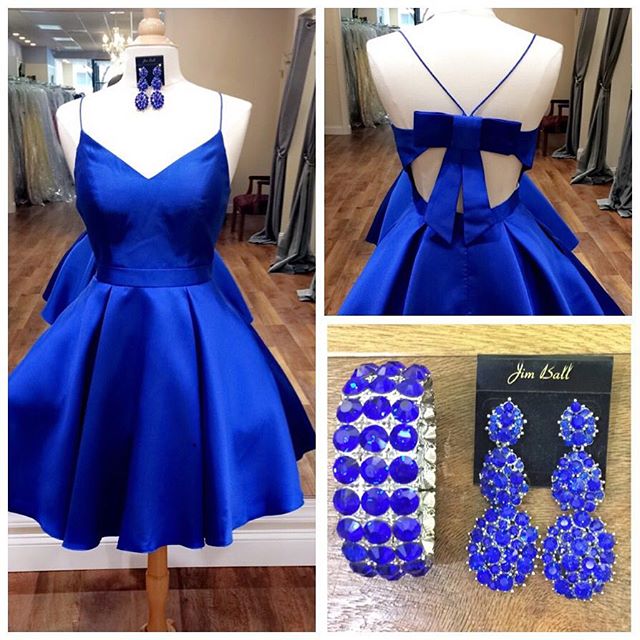 spaghetti strap royal blue dress