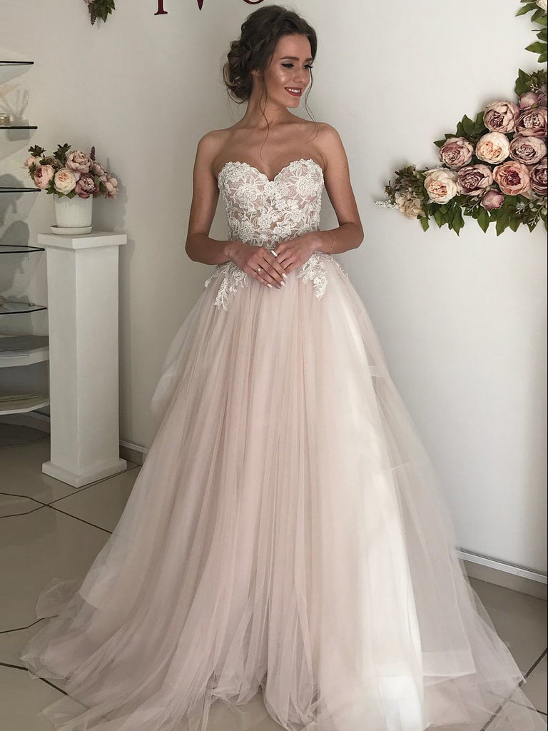 a line romantic wedding dress