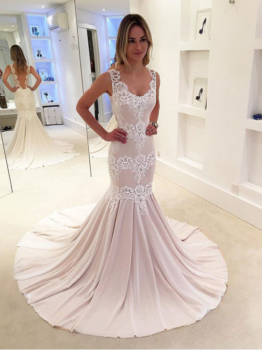 pink wedding dress mermaid