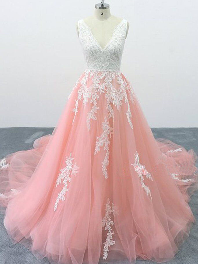 wedding dress pink colour