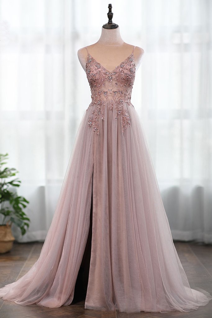 dusty pink dress long