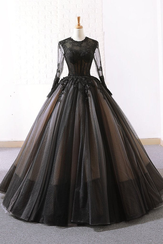 black evening gown with sleeves