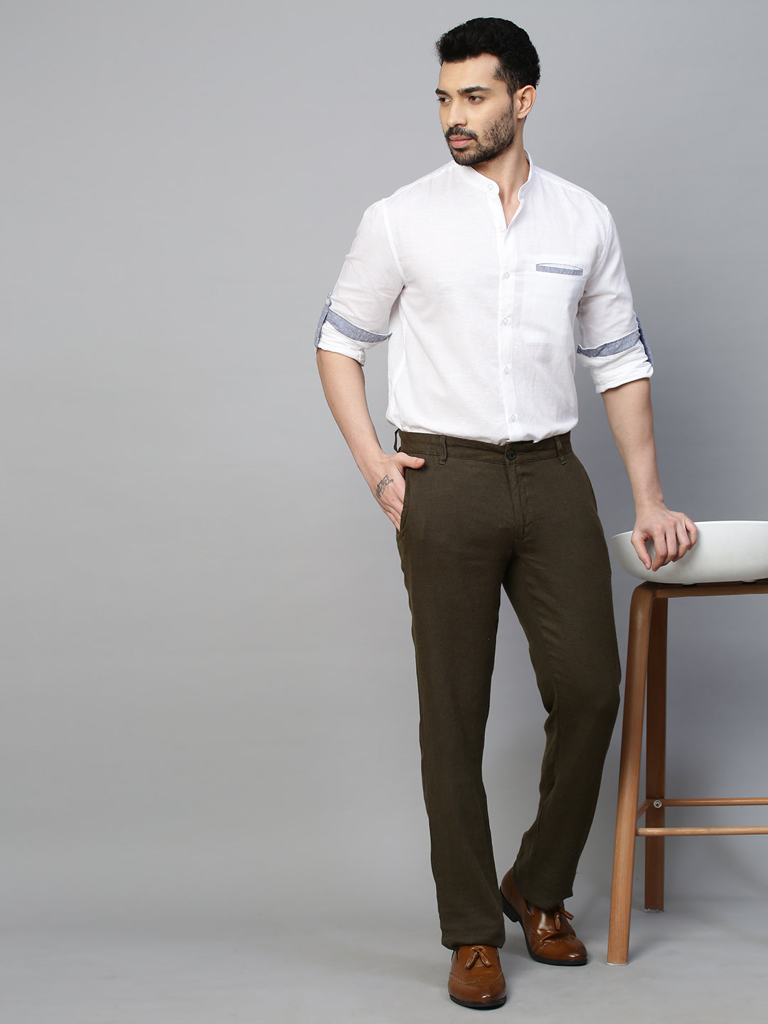Buy Men's Linen Viscose Casual Wear Regular Fit Pants|Cottonworld