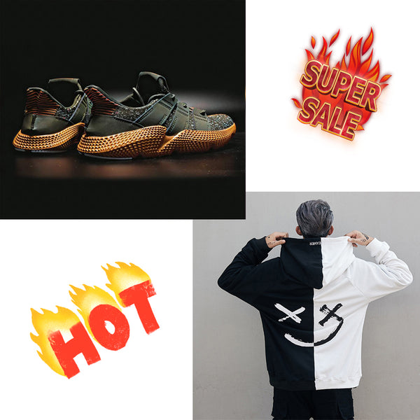 Deals| Street fashion Popcorn sneakers with white smile hoodies