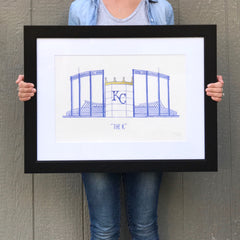 13x19" Matted and Framed Watercolor Print - Local Kansas City Delivery